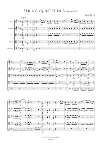 Pleyel, Ignaz: String Quintet in D (Benton 274) (AE620)