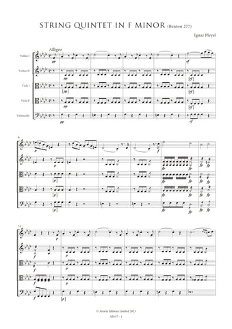 Pleyel, Ignaz: String Quintet in F minor (Benton 277) (AE637)
