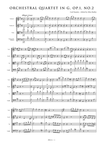 Stamitz, Carl: Orchestral Quartet in G major, Op. 1, No. 2 (AE011)