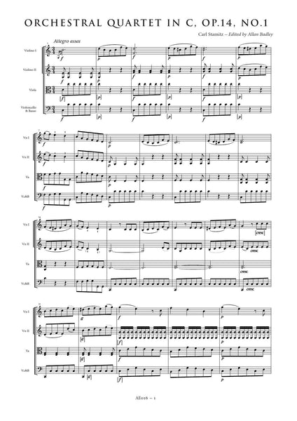Stamitz, Carl: Orchestral Quartet in C major, Op. 14, No. 1 (AE016)