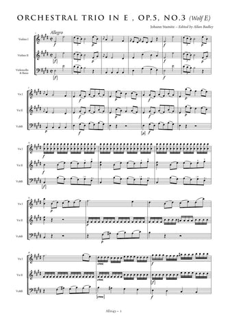 Stamitz, Johann: Orchestral Trio in E major, Op. 5, No. 3 (AE043)