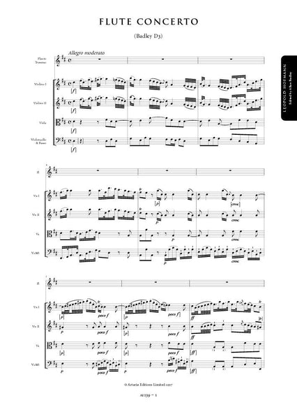 Hofmann, Leopold: Flute Concerto in D major (Badley D3) (AE139)
