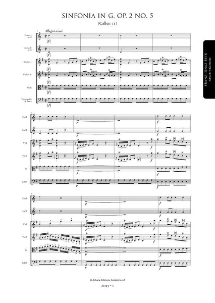 Beck, Franz: Symphony in G major, Op. 2, No. 5 (Callen 11) (AE193)