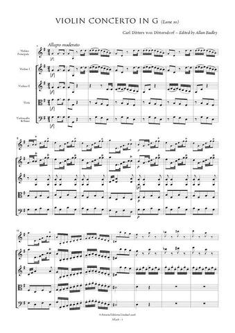 Dittersdorf, Carl Ditters von: Violin Concerto in G (Lane 10) (AE218)