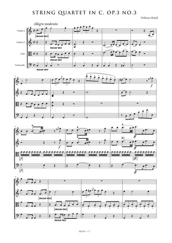 Shield, William: String Quartet in C major, Op. 3, No. 3 (AE222)