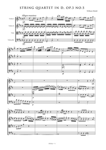 Shield, William: String Quartet in D major, Op. 3, No. 5 (AE224)