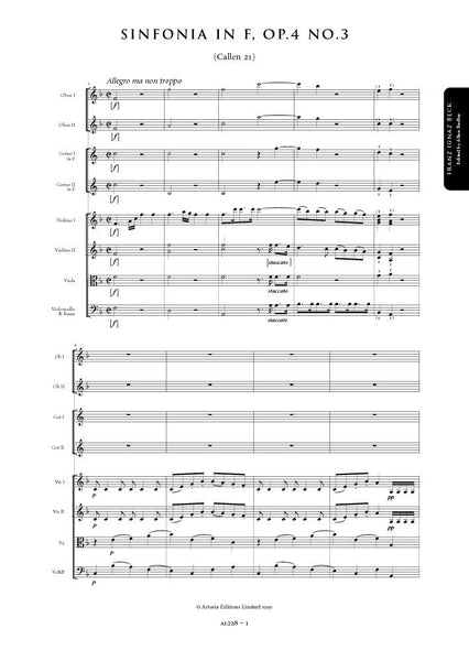 Beck, Franz: Symphony in F major, Op. 4, No. 3 (Callen 21) ( AE228)
