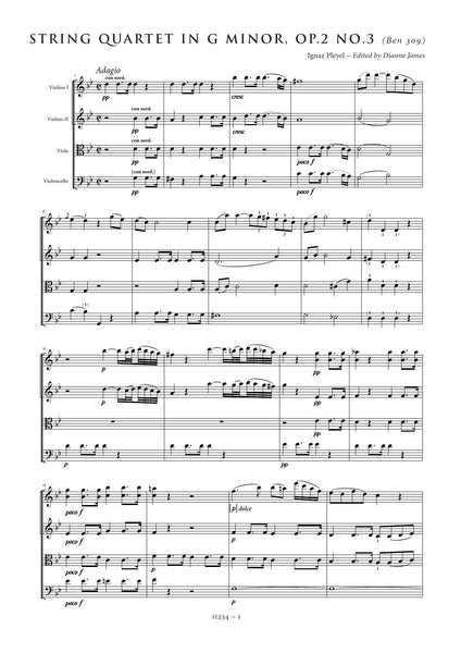 Pleyel, Ignaz: String Quartet in G minor, Op. 2, No. 3 (Benton 309) (AE234)