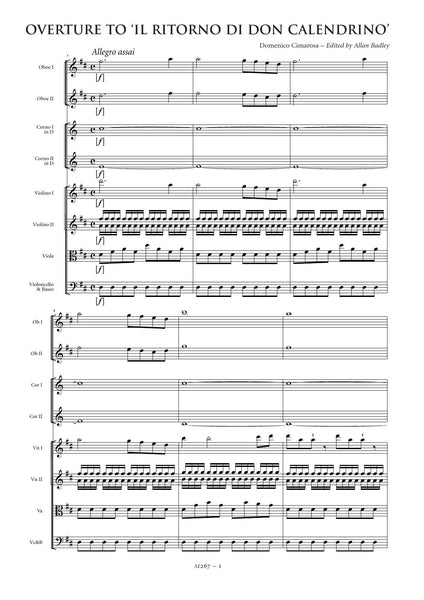 Cimarosa, Domenico: Overture to 'Il ritorno di Don Calendrino' (AE267)