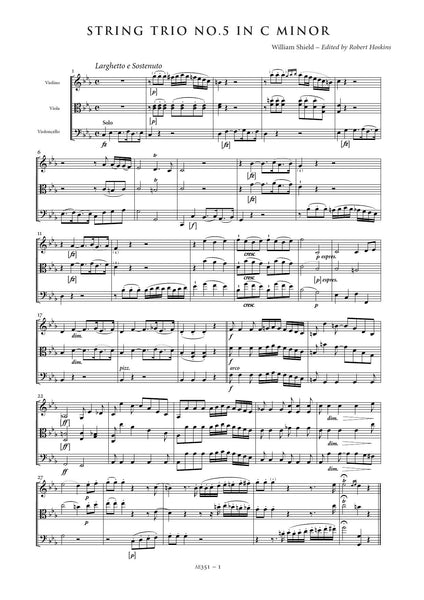 Shield, William: String Trio No. 5 in C minor ( AE351)