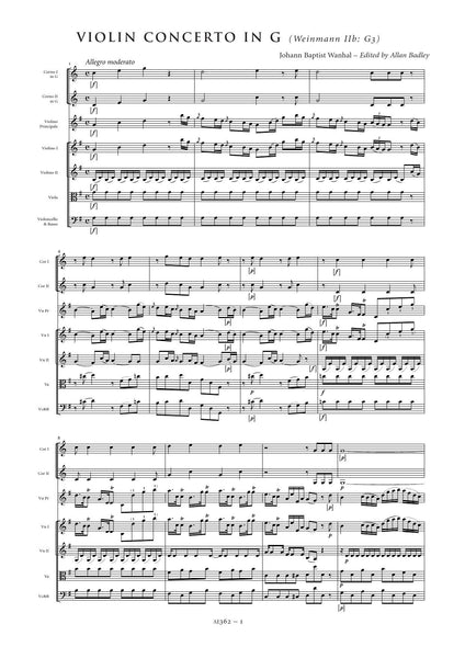 Wanhal, Johann Baptist: Violin Concerto in G major (Weinmann IIb:G3) (AE362)
