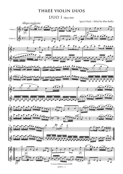 Pleyel, Ignaz: Three Violin Duos(Benton 508-510) (AE407-1)