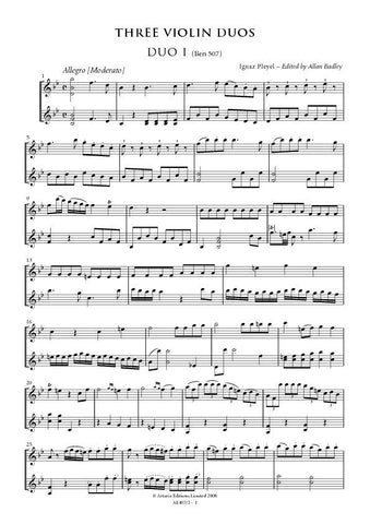 Pleyel, Ignaz: Three Violin Duos (Benton 507-511-512) (AE407-2)