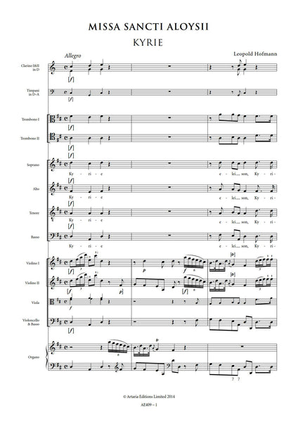Hofmann, Leopold: Missa Sancti Aloysii (Badley D8) (AE409)