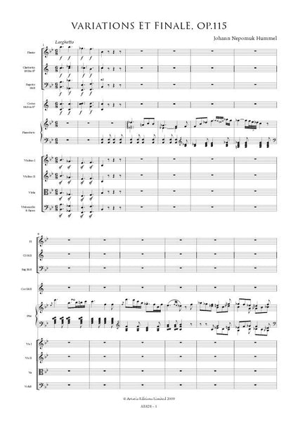 Hummel, Johann Nepomuk: Variations and Finale in B-flat, Op.115 (AE424)