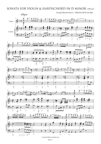 Kraus, Joseph Martin: Sonata for Violin & Harpsichord in D minor (VB 157) (AE432)