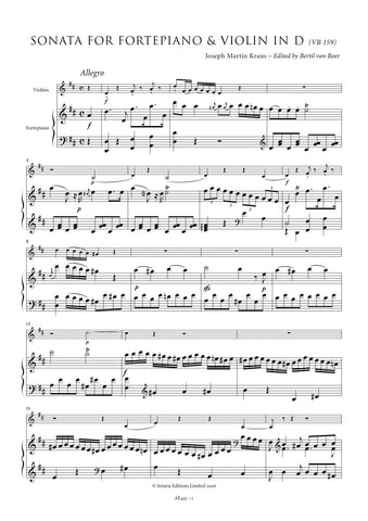 Kraus, Joseph Martin: Sonata for Fortepiano & Violin in D (VB 159) (AE433)