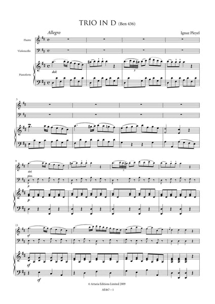 Pleyel, Ignaz: Piano Trio in D (Benton 436) (AE467)