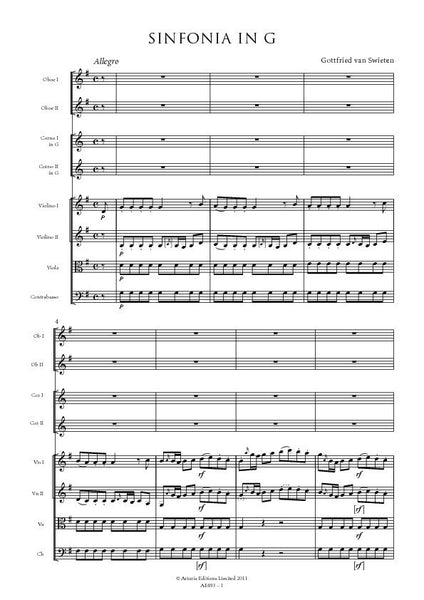 van Swieten, Gottfried: Sinfonia in G (AE493)