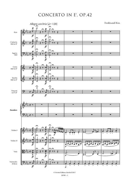 Ries, Ferdinand: Piano Concerto No. 2 in E flat, Op. 42 (AE500)