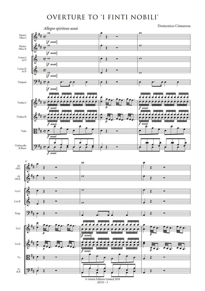 Cimarosa, Domenico: Overture to 'I Finti Nobili' (AE531)