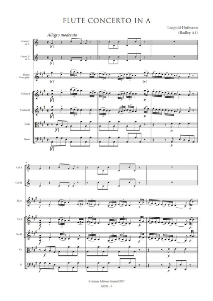 Hofmann, Leopold: Flute Concerto in A major (Badley A1) (AE552)