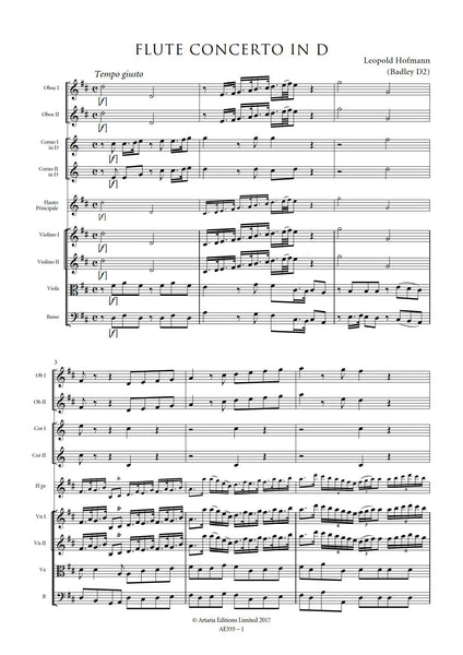 Hofmann, Leopold: Flute Concerto in D major (Badley D2) (AE555)