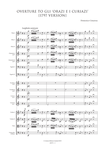 Cimarosa, Domenico: Overture to 'Gli Orazi e i Curiazi' (1797 Version) (AE573)