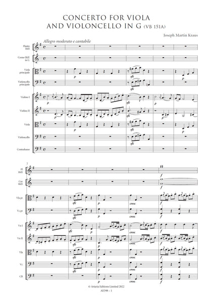 Kraus, Joseph Martin: Concerto for Viola and Violoncello in G major (VB 151a) (AE598)