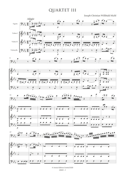 Michl, Joseph Willibald: Quartet in E-flat major for Bassoon and Strings (Schwemmer B XIX: 3.3) (AE603)