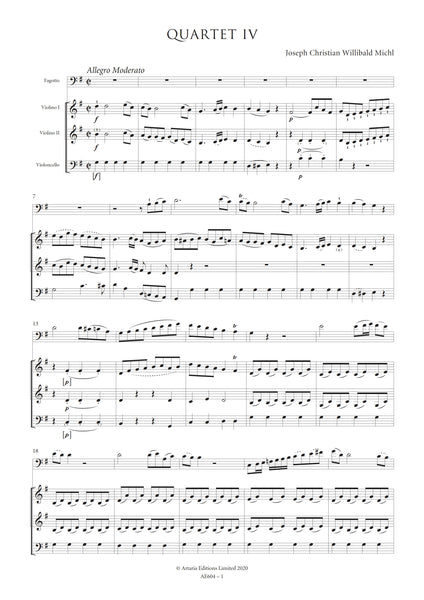 Michl, Joseph Willibald: Quartet in G major for Bassoon and Strings (Schwemmer B XIX: 3.4) (AE604)