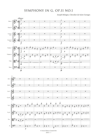Saint-Georges, Joseph Bologne de: Symphony in G major, Op. 11 No. 1 (AE615)