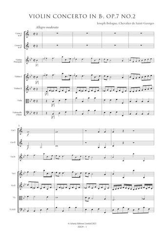 Saint-Georges, Joseph Bologne de: Violin Concerto in B flat major, Op.7 No.2 (AE629)