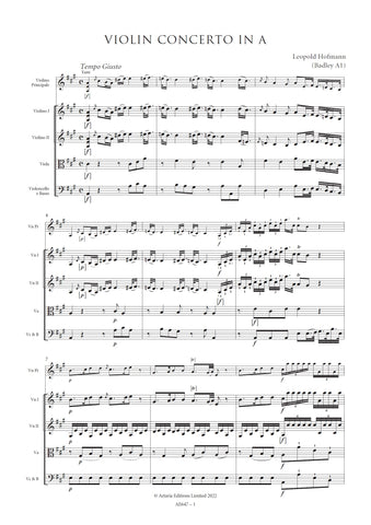 Hofmann, Leopold: Violin Concerto in A major (Badley A1) (AE647)