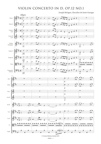 Saint-Georges, Joseph Bologne de: Violin Concerto in D major, Op.12 No.1 (AE665)