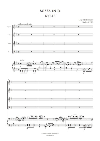 Hofmann, Leopold: Missa in D (Badley C13b) [Vocal Score] (AE624/VS)