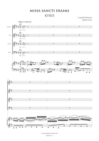 Hofmann, Leopold: Missa Sancti Erasmi (Badley D4) [Vocal Score] (AE642/VS)