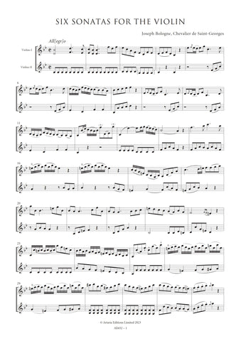 Saint-Georges, Joseph Bologne de: Six Sonatas for the Violin (AE652)