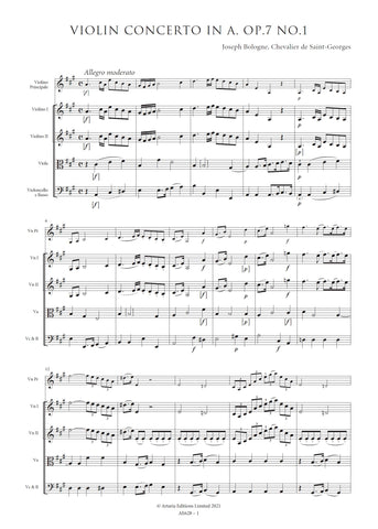 Saint-Georges, Joseph Bologne de: Violin Concerto in A major, Op.7 No.1 (AE628)