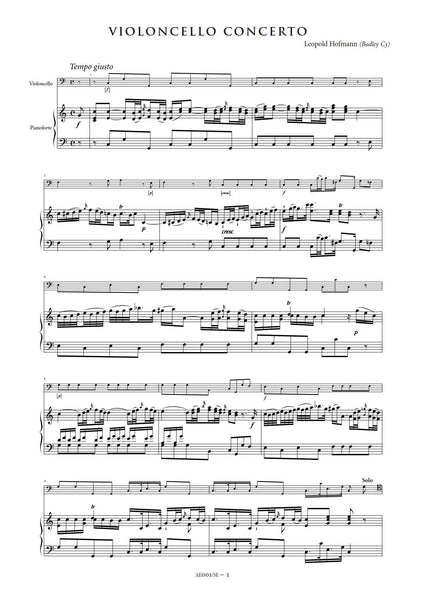 Hofmann, Leopold: Cello Concerto in C major (Badley C3) [Study Edition] (AE001/SE)