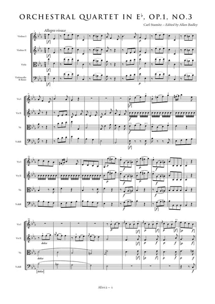 Stamitz, Carl: Orchestral Quartet in E flat major, Op. 1, No. 3 (AE012)