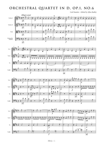 Stamitz, Carl: Orchestral Quartet in D major, Op. 1, No. 6 (AE015)