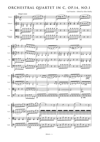 Stamitz, Carl: Orchestral Quartet in C major, Op. 14, No. 1 (AE016)