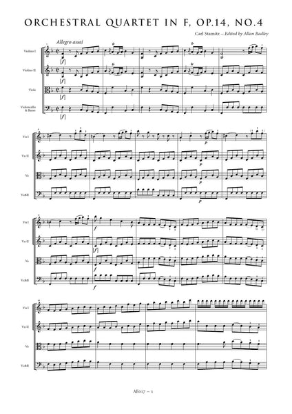Stamitz, Carl: Orchestral Quartet in F major, Op.14 No.4 (AE017)