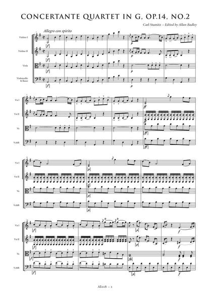 Stamitz, Carl: Concertante Quartet in G major, Op. 14, No. 2 (AE018)