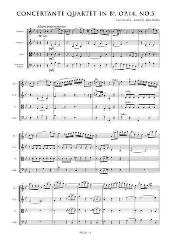 Stamitz, Carl: Concertante Quartet in B flat major, Op. 14, No. 5 (AE020)