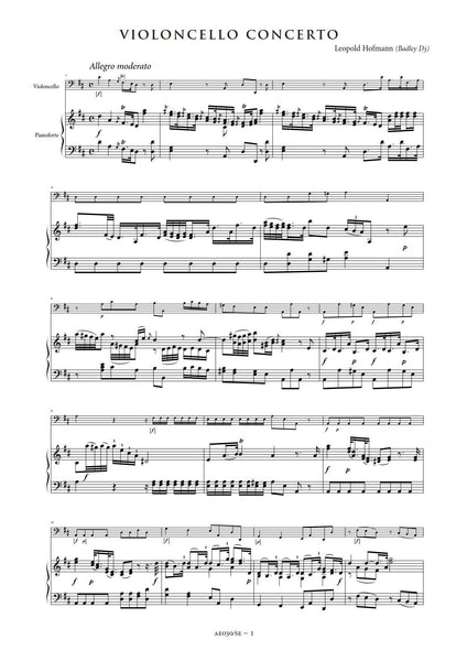 Hofmann, Leopold: Cello Concerto in D major (Badley D3) [Study Edition] (AE030/SE)