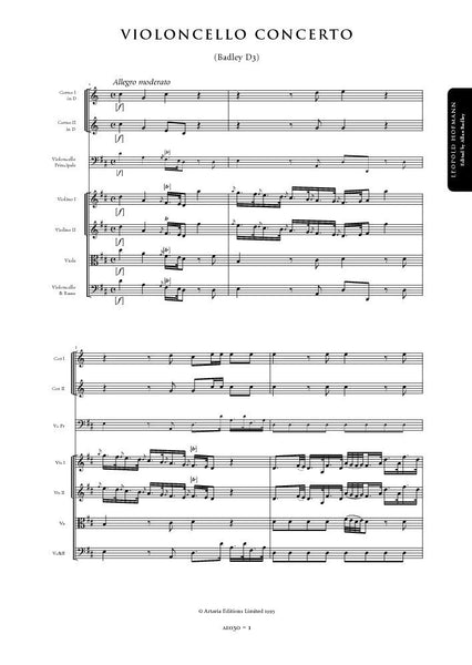 Hofmann, Leopold: Cello Concerto in D major (Badley D3) (AE030)