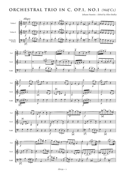 Stamitz, Johann: Orchestral Trio in C major, Op. 1, No. 1 (AE039)