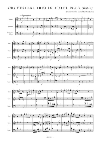 Stamitz, Johann: Orchestral Trio in F major, Op. 1, No. 3 (AE041)